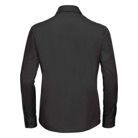 Russell Collection Womens/Ladies Poplin Easy-Care Long-Sleeved Formal Shirt (Black) - Image 2