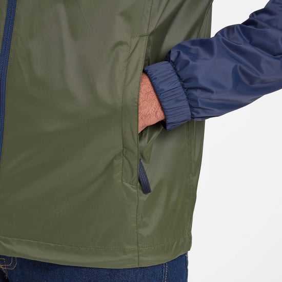 Craven Mens Waterproof Packaway Jacket Khaki/Navy/Dark Orange Colour Block