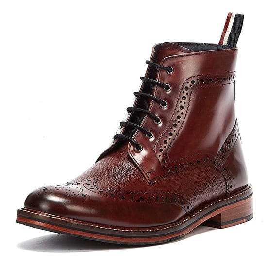 Ben Sherman Alfred Brogue Mens Burgundy Boots - Image 3