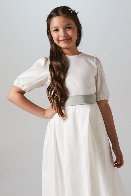 Flower Girl Taffeta Puff Sleeve Dress - Image 2