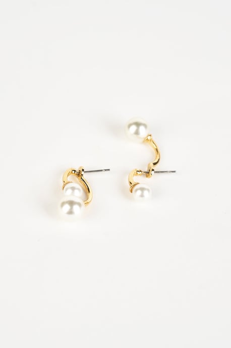 Double Pearl Earring in Gold