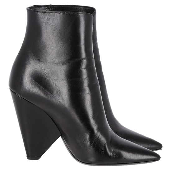 Saint Laurent Pyramid-Heeled Ankle Boots in Black Leather - Image 1