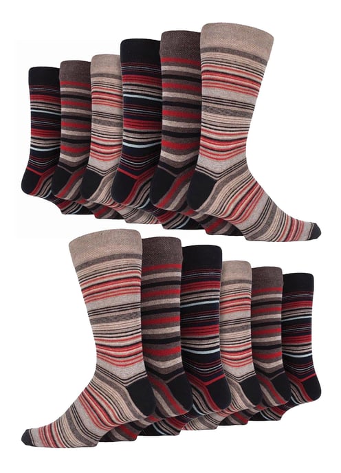 12 Pares Multipack Calcetines de Algodón a Rayas de Colores para Hombre - Roma - Image 1