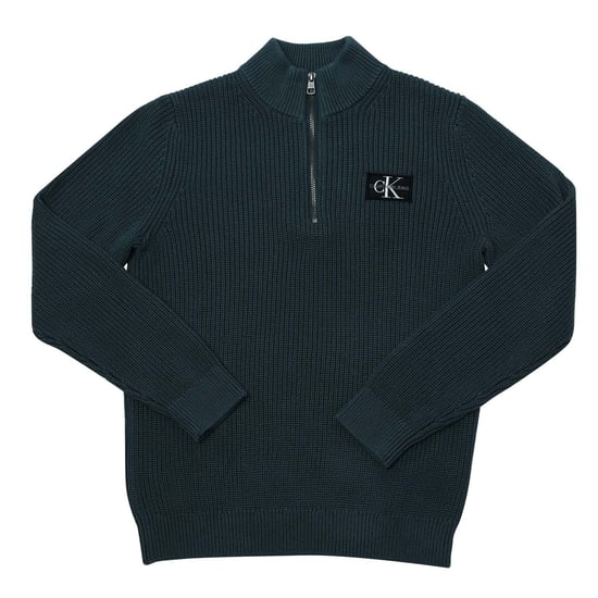 Boy's Calvin Klein Junior Zip Up Badge Sweater in Teal