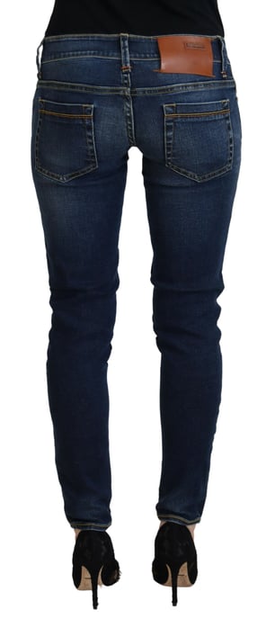Jeans de mujer ajustados de cintura baja de algodón azul Acht - Image 3