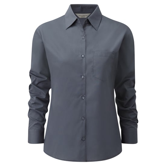 Russell Collection Ladies/Womens Long Sleeve Shirt (Convoy Grey) - Image 2