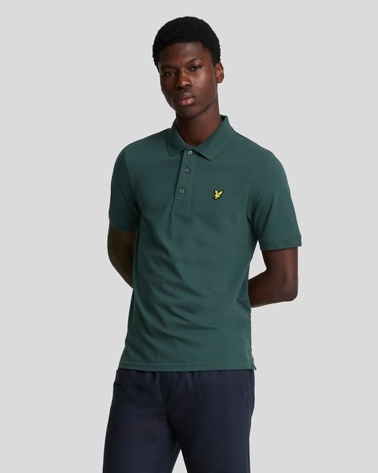 Polo verde azulado Argyle con logo en el pecho de Lyle & Scott - Image 1