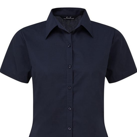 Premier Short Sleeve Poplin Blouse / Plain Work Shirt (Navy) - Image 2