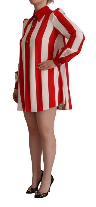 Vestido mini de camisa elástica blanco y rojo para mujer de Dolce & Gabbana - Image 2