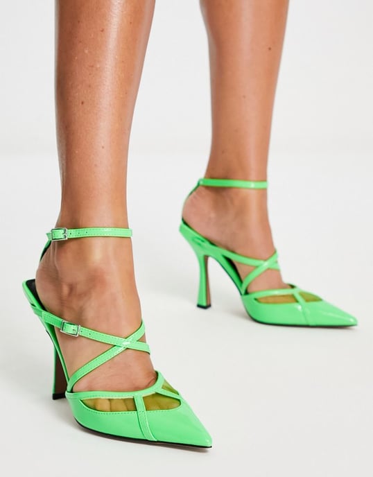 ASOS DESIGN Pia caged high shoes in green