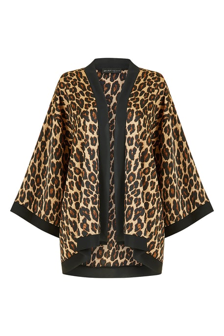 Mela Animal Print Satin Kimono