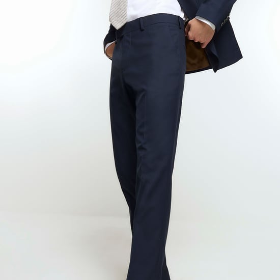 River Island Mens Suit Trousers Navy Slim Fit Twill