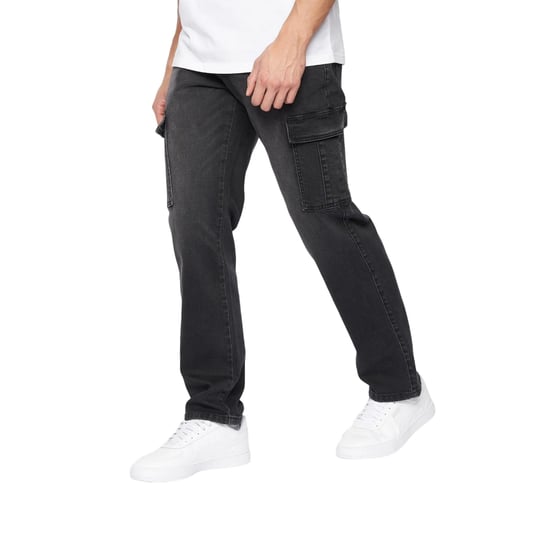 Crosshatch Mens Kremtap Cargo Jeans (Black Wash) - Image 2