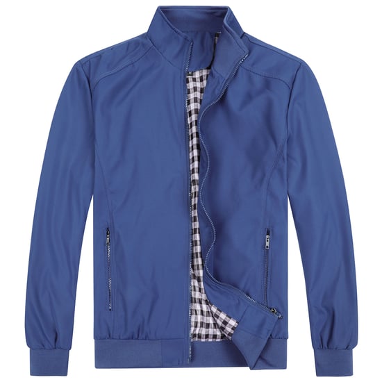 Men's Bomber Jacket with Stand-Up Collar, Transitional Jacket for Autumn, Casual Sports Jacket Blue - Image 1