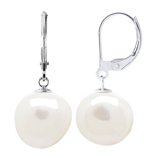 Earrings White Gold - Real Cultured Freshwater Pearls Baroque 12-13 mm
