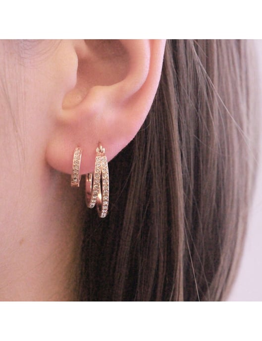 Pendientes Duo Circlet - Oro rosa y cristal - Image 2