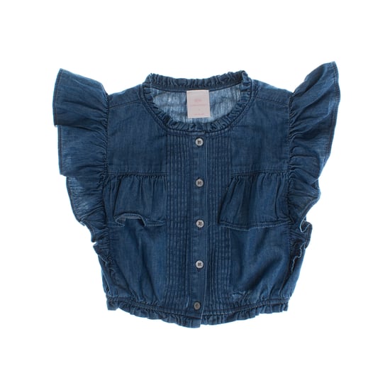 Short sleeve denim shirt with ruffles 786958 girl