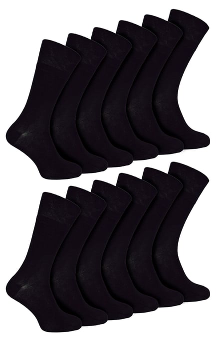 IOMI - 12 Pares Multipack Calcetines Diabéticos de Bambú para Hombre | Calcetines sin costuras extra anchos con parte superior de agarre suave no elástico - Negro - Image 1