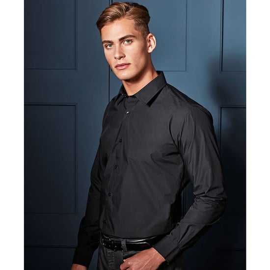 Premier Supreme Heavier Weight Poplin Long Sleeve Work Shirt (Black) - Image 2