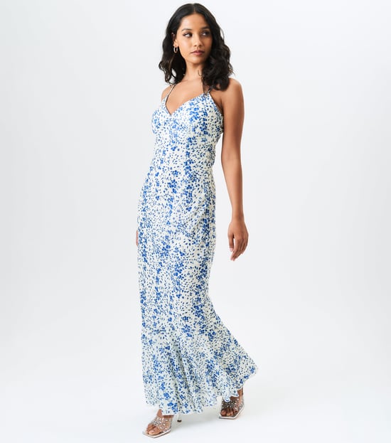 Dobby Floral Chiffon Strappy Maxi Dress - Image 3