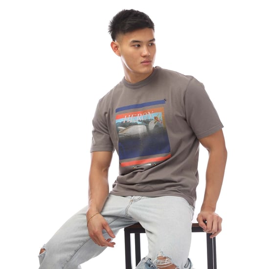 Men's Heron Preston Misprinted Heron T-Shirt in Grey - Image 4