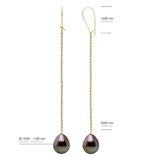 Earrings Real Cultured Tahiti Pearls Pear 10-11 mm - Image 2