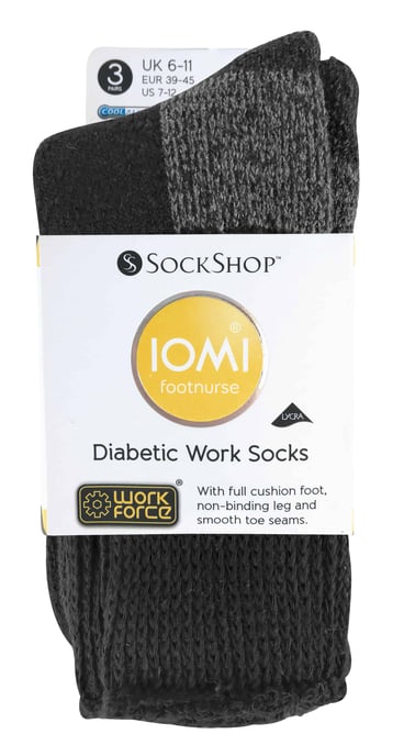 3 Pares Calcetines de Trabajo Diabéticos de Algodón Acolchados y Confortables para Hombre - Image 2