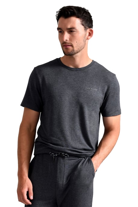 Ted Baker Top de Pijama de Manga Corta | Camiseta de Manga Corta de Algodón de Lujo para el Verano - Charcoal - Image 1