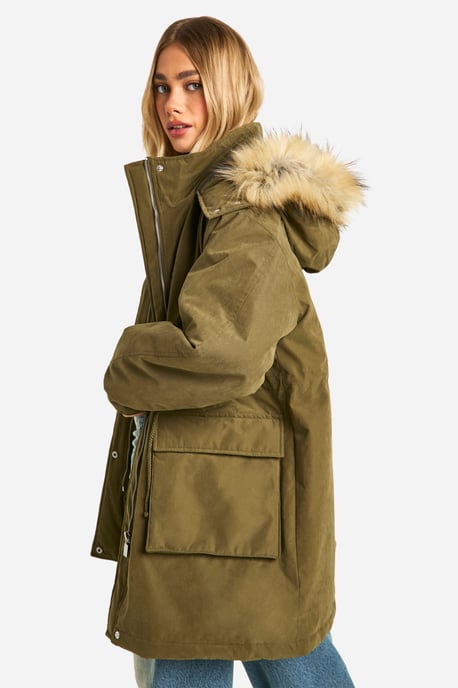 Hooded Pocket Detail Parka