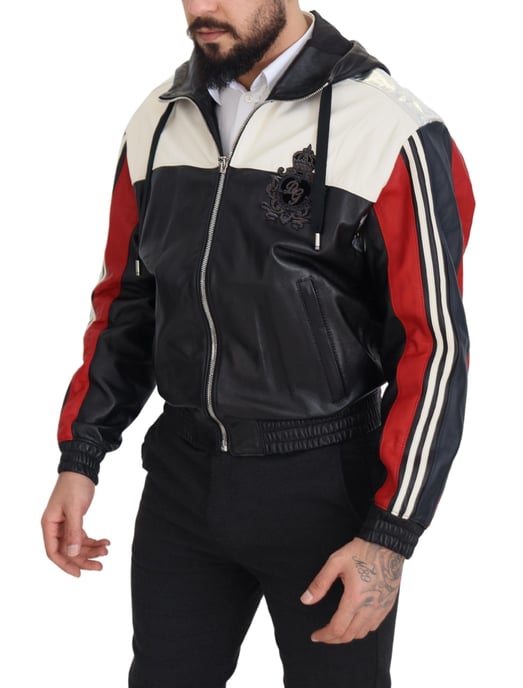 Chaqueta de hombre Blouson con capucha de cuero negro Dolce & Gabbana - Image 4