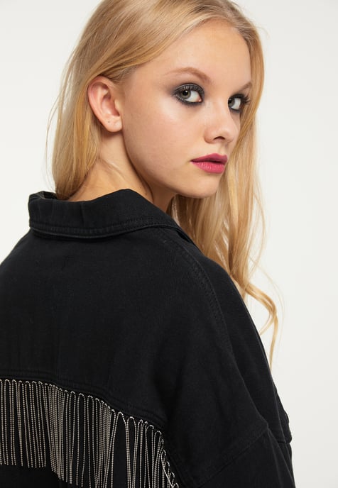 Mymo denim jacket women black - Image 5