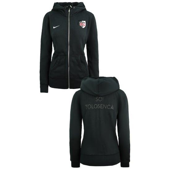 Nike Rugby Stade Toulousain Zip Up Hoodie Womens Black Jumper 454221 010 - Image 3