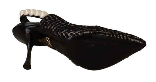 Zapatos de tacón slingback para mujer en negro, gris y perlas de Dolce & Gabbana - Image 3