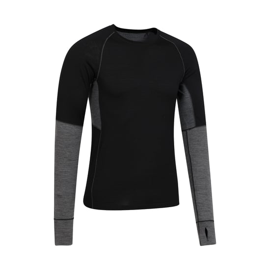 Mountain Warehouse Mens Ultra Merino Wool Round Neck Base Layer Top (Black) - Image 2