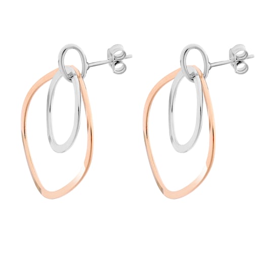 Orphelia 'Margot' Women's 925 Sterling Silver Drop Earrings - Silver/Rose ZO-7387 - Image 3