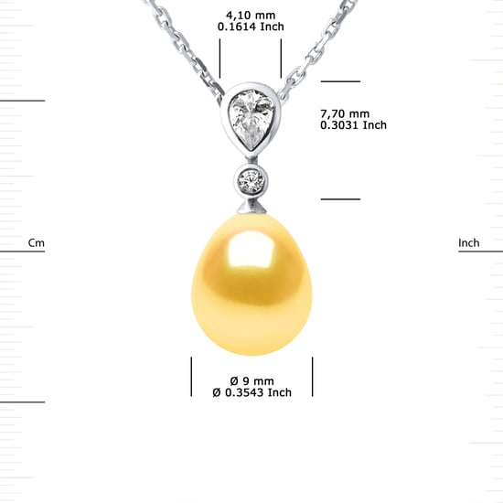 DROP Necklace Freshwater Pearl Jewelry 9-10mm Golden 925