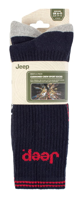 Calcetines Deportivos para Hombre | Jeep | 4 Pack Calcetines de Algodón para Correr con Talón y Puntera Reforzados - Azul Marino - Image 2
