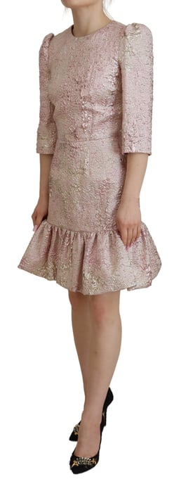 Vestido midi de mujer de manga 3/4 en jacquard rosa de Dolce & Gabbana - Image 2