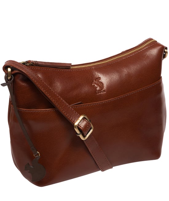 Merrill' Conker Brown Leather Cross Body Bag