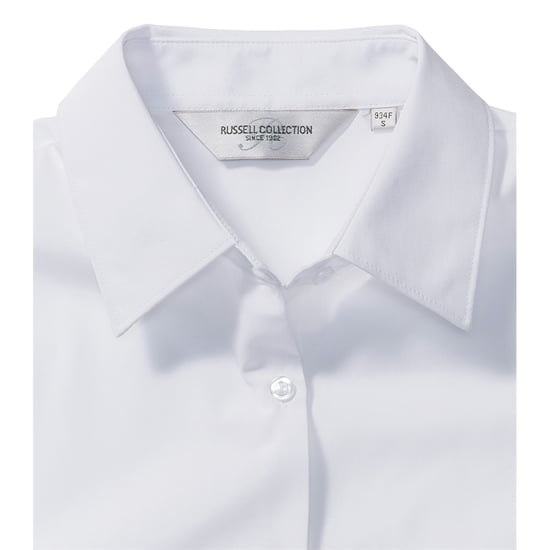 Russell Collection Ladies/Womens Long Sleeve Shirt (White) - Image 3