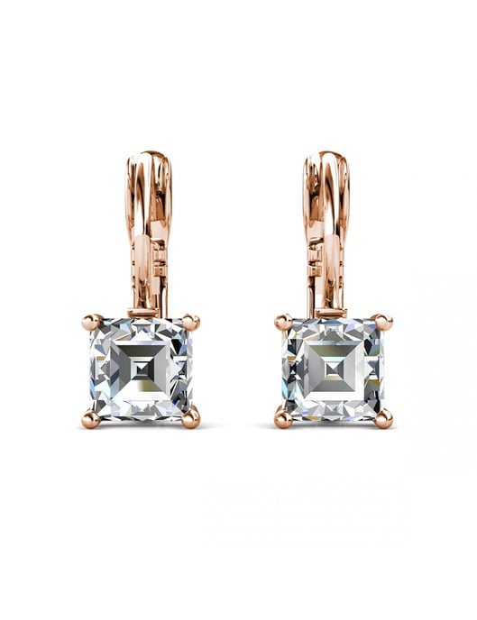 Pendientes Cuadrados - Oro Rosa y Cristal - Image 3
