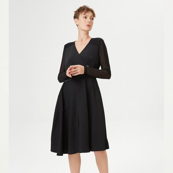 Skater cross-heart dress and stretch tulle sleeves - Image 3