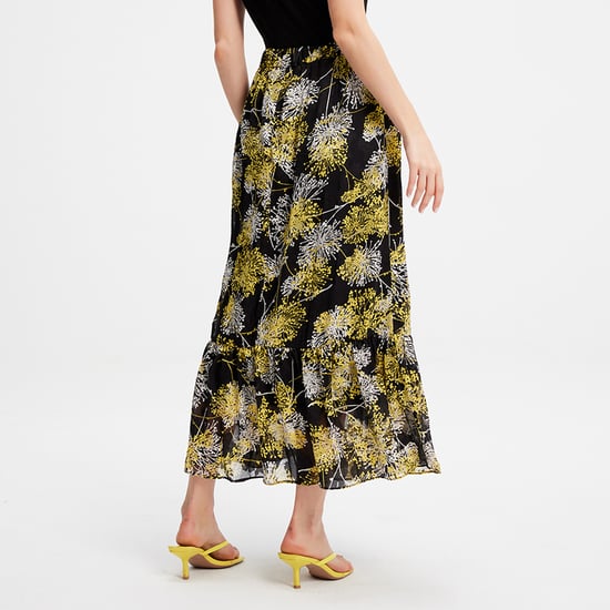 Long skirt with linear print and ruffles - Image 3