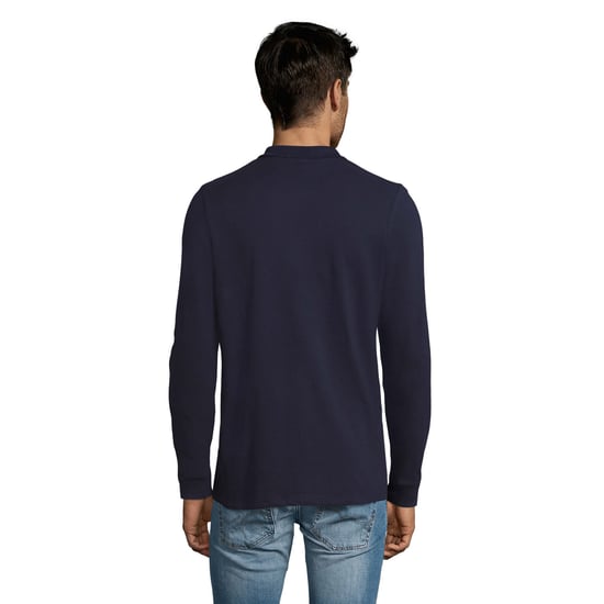 SOLS Mens Perfect Plain Pique Long-Sleeved Polo Shirt (French Navy) - Image 2