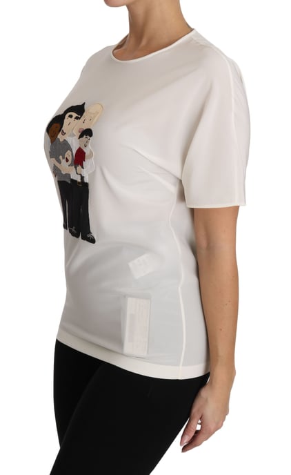 Camiseta de Seda Estiramiento Blanca para Mujer de Dolce & Gabbana #dgfamily - Image 2