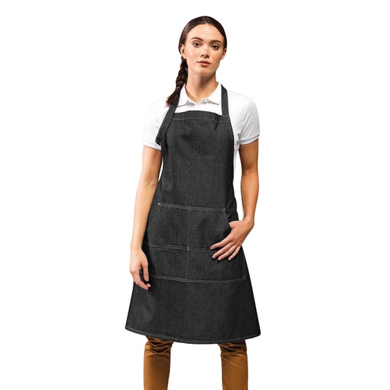 Premier Jeans Stitch Bib Apron (Pack of 2) (Black Denim) - Image 2