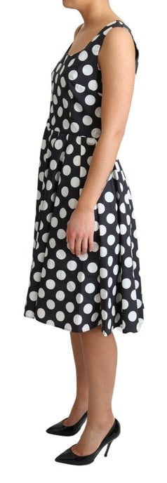 Vestido de algodón azul con lunares de A-Line para mujer de Dolce & Gabbana - Image 3