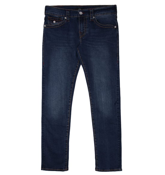 Men's True Religion Geno Big T Flap Slim Jeans in Indigo