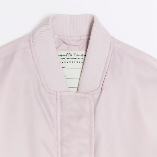 River Island Girls Bomber Jacket Pink Nylon