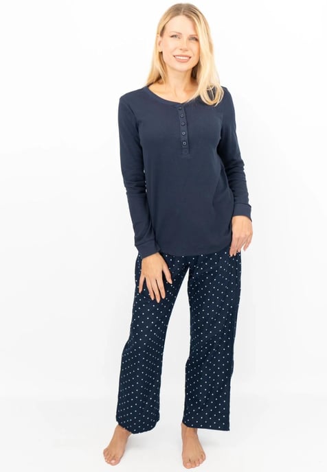 Conjunto de pijama de franela de lunares marinos para mujer de GAP - Image 1